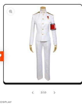 White Military-Style Women’s Suit with Red Armband